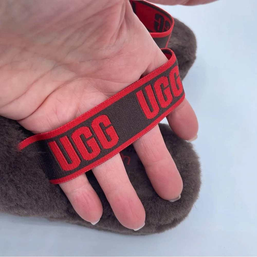 UGG Fluff Yeah Slides 7 Brown/Red - Picture 16 of 16